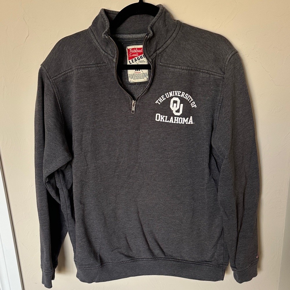 League Charcoal Quarter-zip Sweater with University of Oklahoma Logo